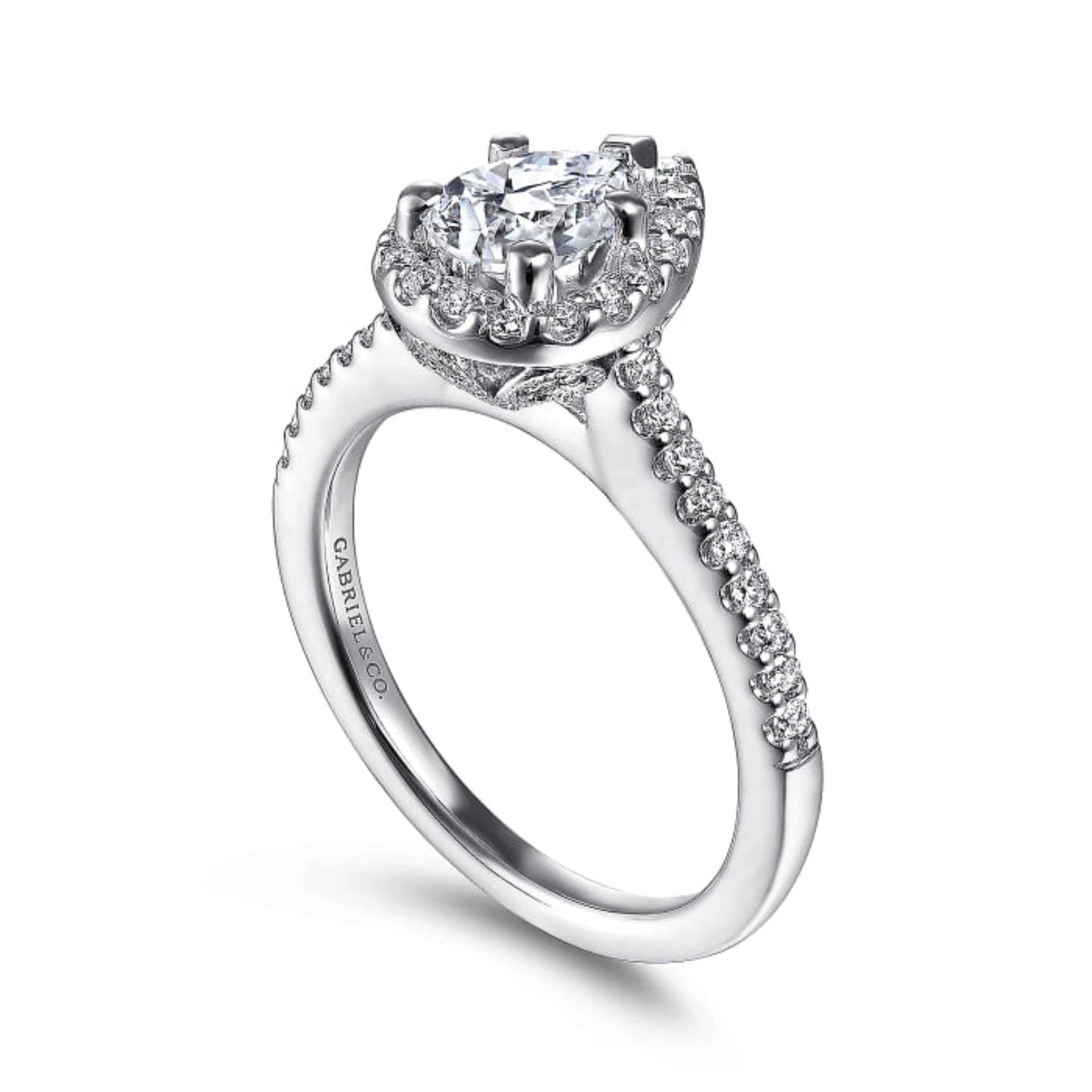 Gabriel & Co. Classic Pear Cut Halo Diamond Engagement Ring