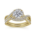 Gabriel & Co. "Courtney" Twist Diamond Halo Engagement Ring