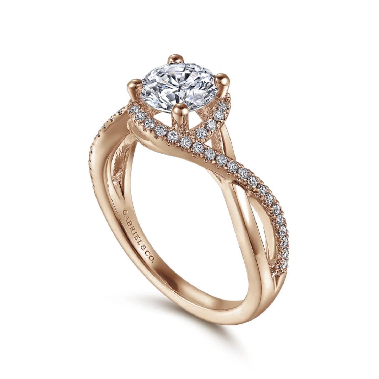 Gabriel & Co. "Courtney" Twist Diamond Halo Engagement Ring