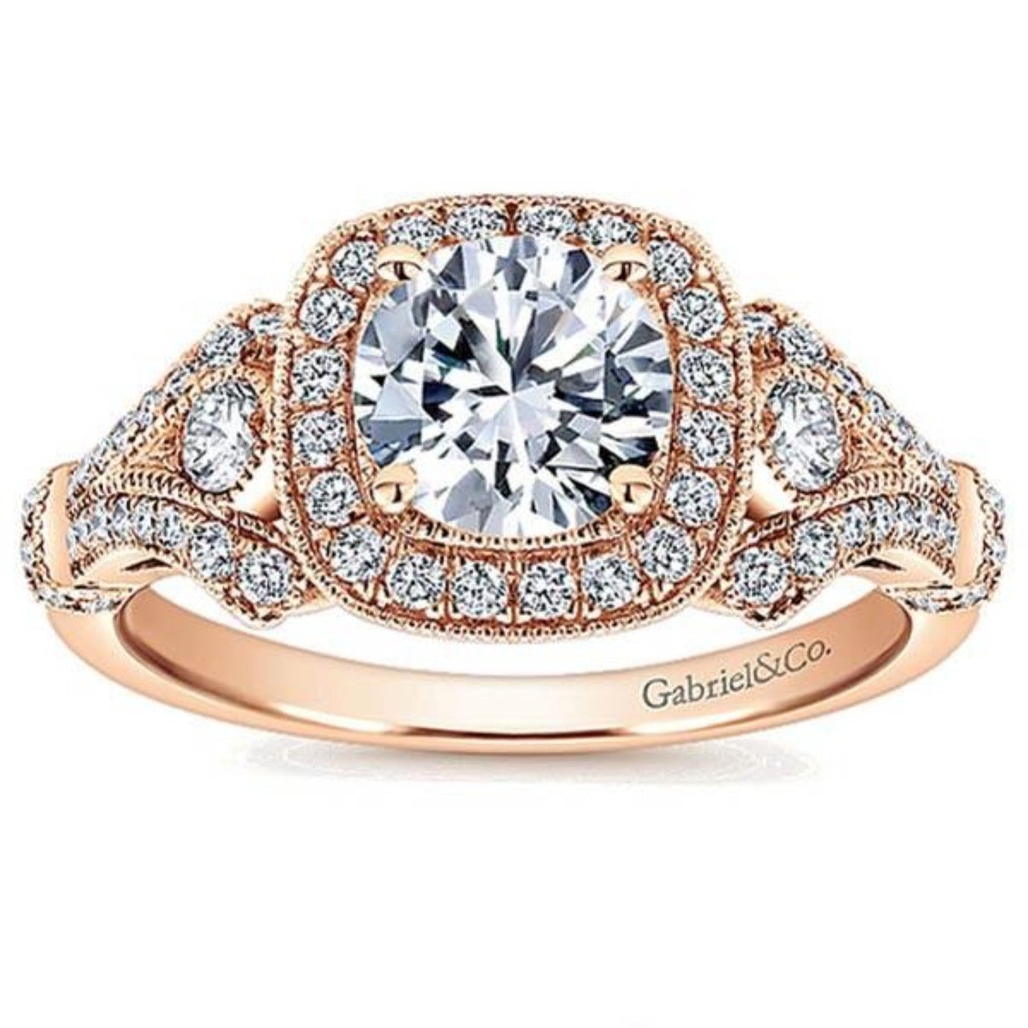 Gabriel & Co. "Delilah" Vintage Style Diamond Halo Engagement Ring