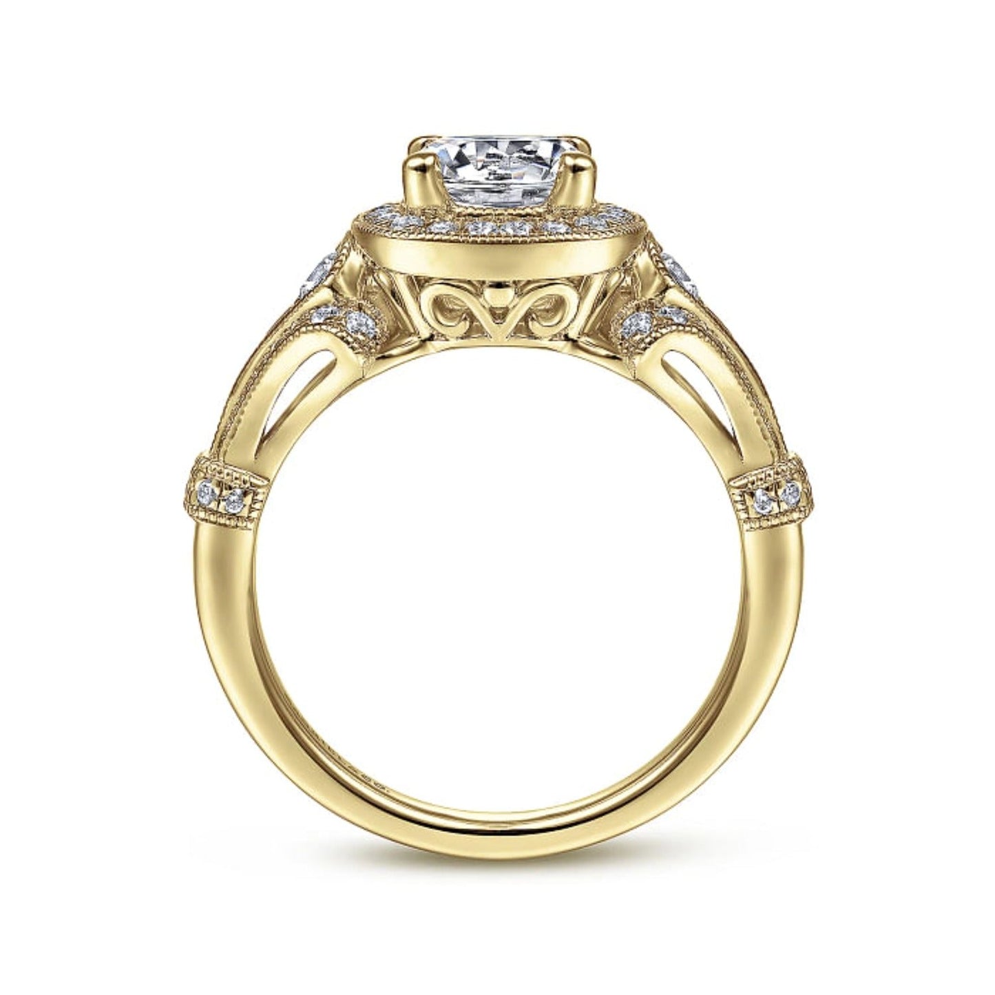 Gabriel & Co. "Delilah" Vintage Style Diamond Halo Engagement Ring