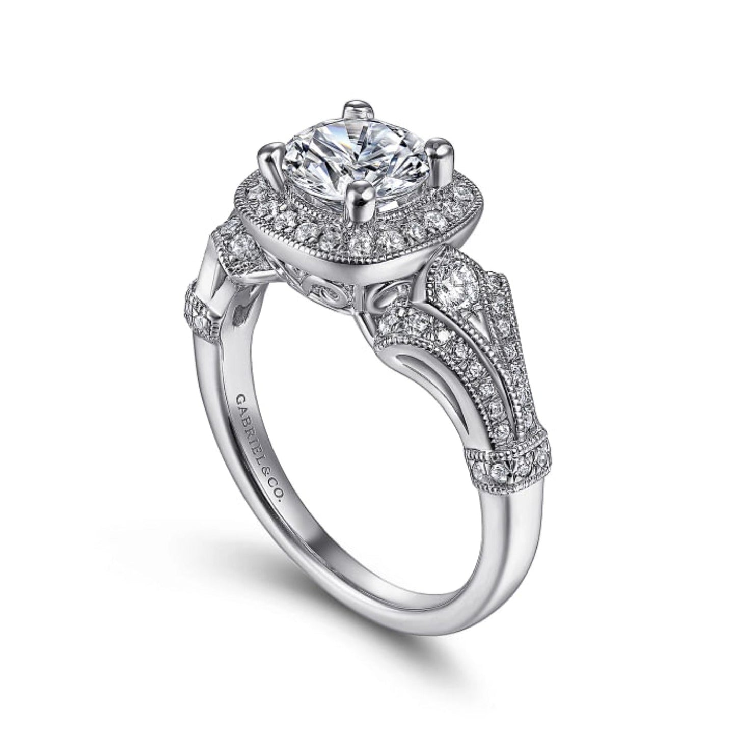 Gabriel & Co. "Delilah" Vintage Style Diamond Halo Engagement Ring