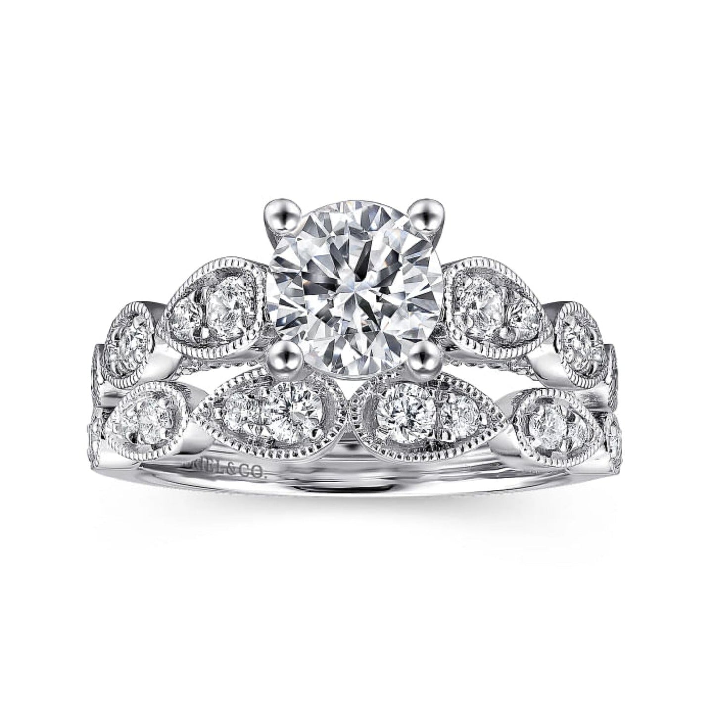 Gabriel & Co. "Garland" Vintage Style Diamond Engagement Ring