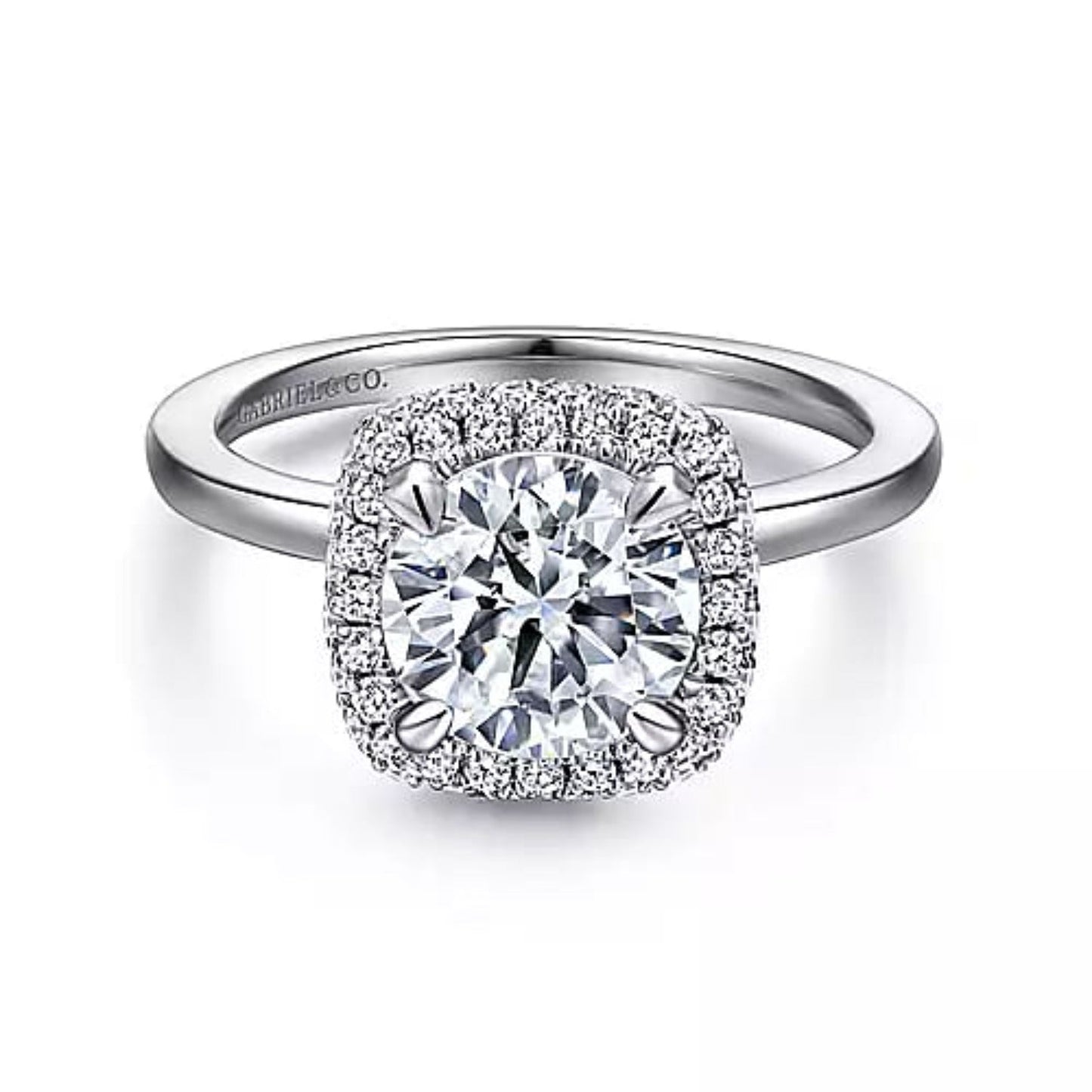 Gabriel & Co. "Graham" Cushion Halo Diamond Engagement Ring