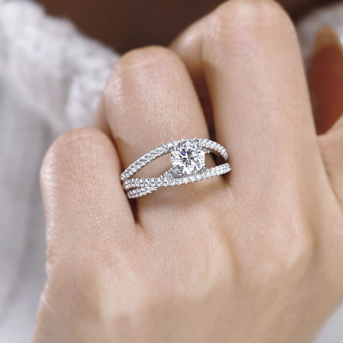 Gabriel & Co. "Mackenzie" Freeform Twist Diamond Engagement Ring