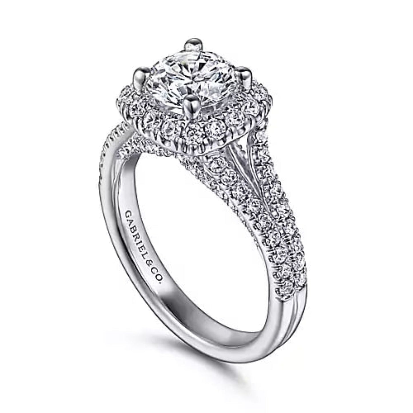 Gabriel & Co. "Perennial" Cushion Halo Diamond Engagement Ring