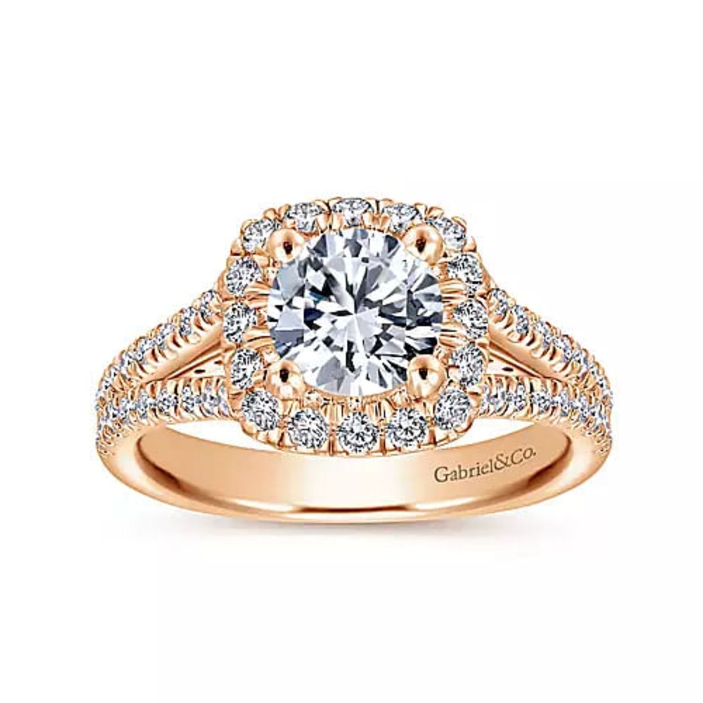 Gabriel & Co. "Perennial" Cushion Halo Diamond Engagement Ring