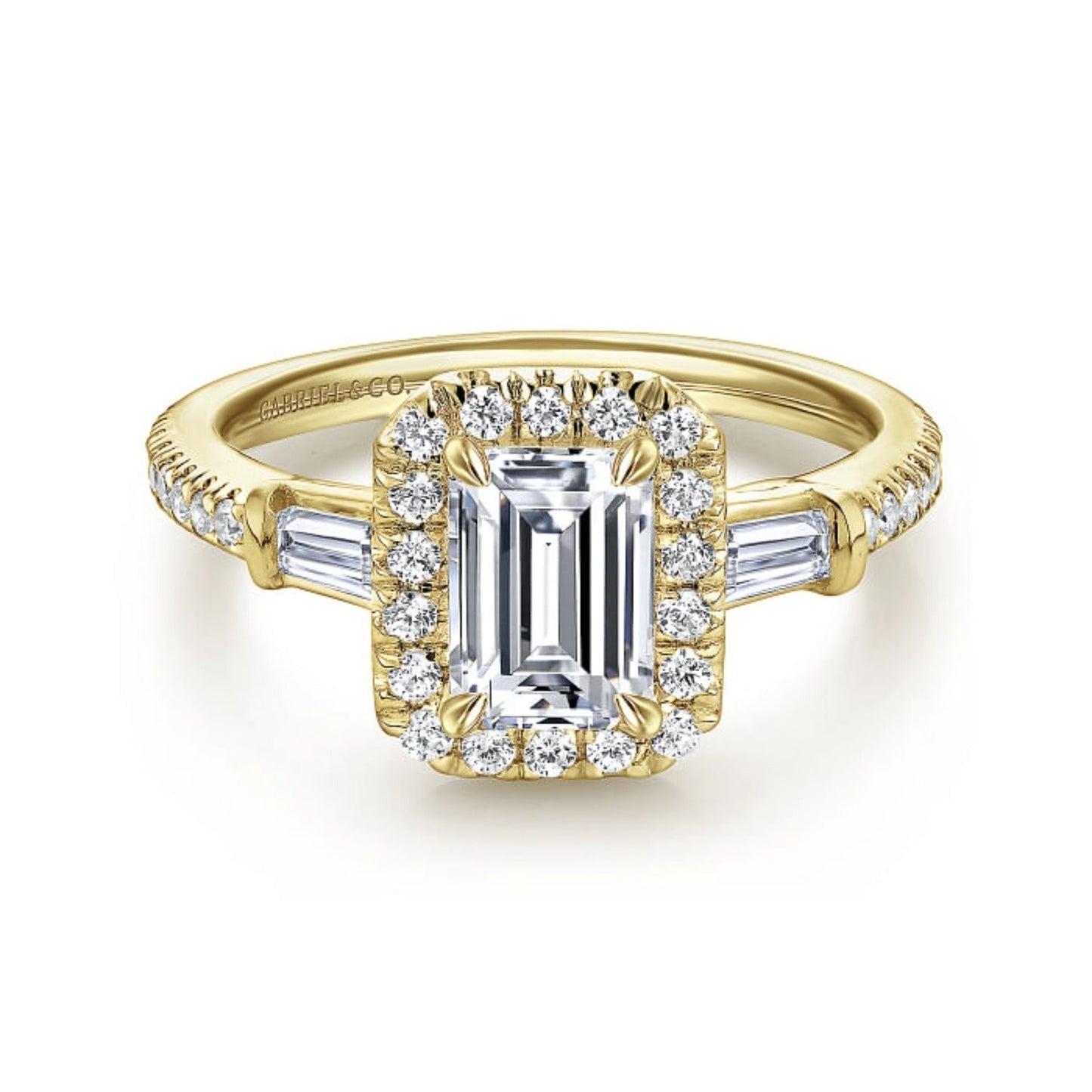 Gabriel & Co. "Raveena" Three Stone Diamond Engagement Ring