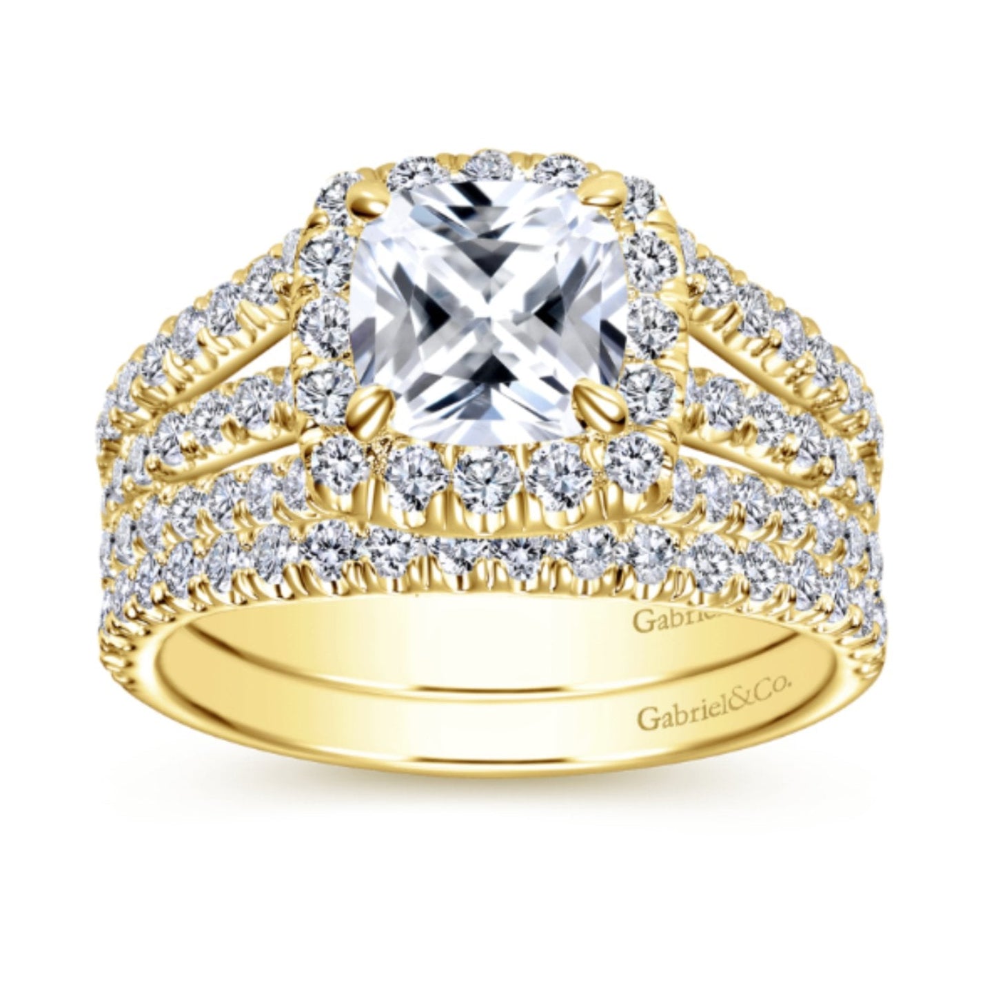 Gabriel & Co. "Sabrina" Halo Three Row Diamond Engagement Ring