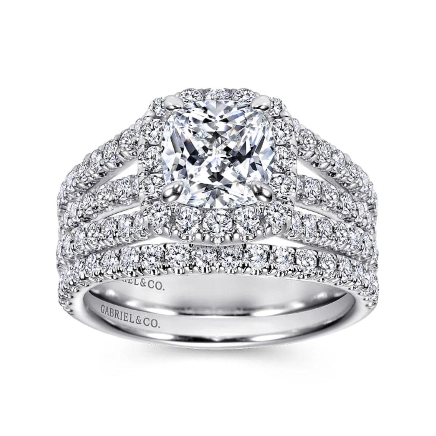 Gabriel & Co. "Sabrina" Halo Three Row Diamond Engagement Ring