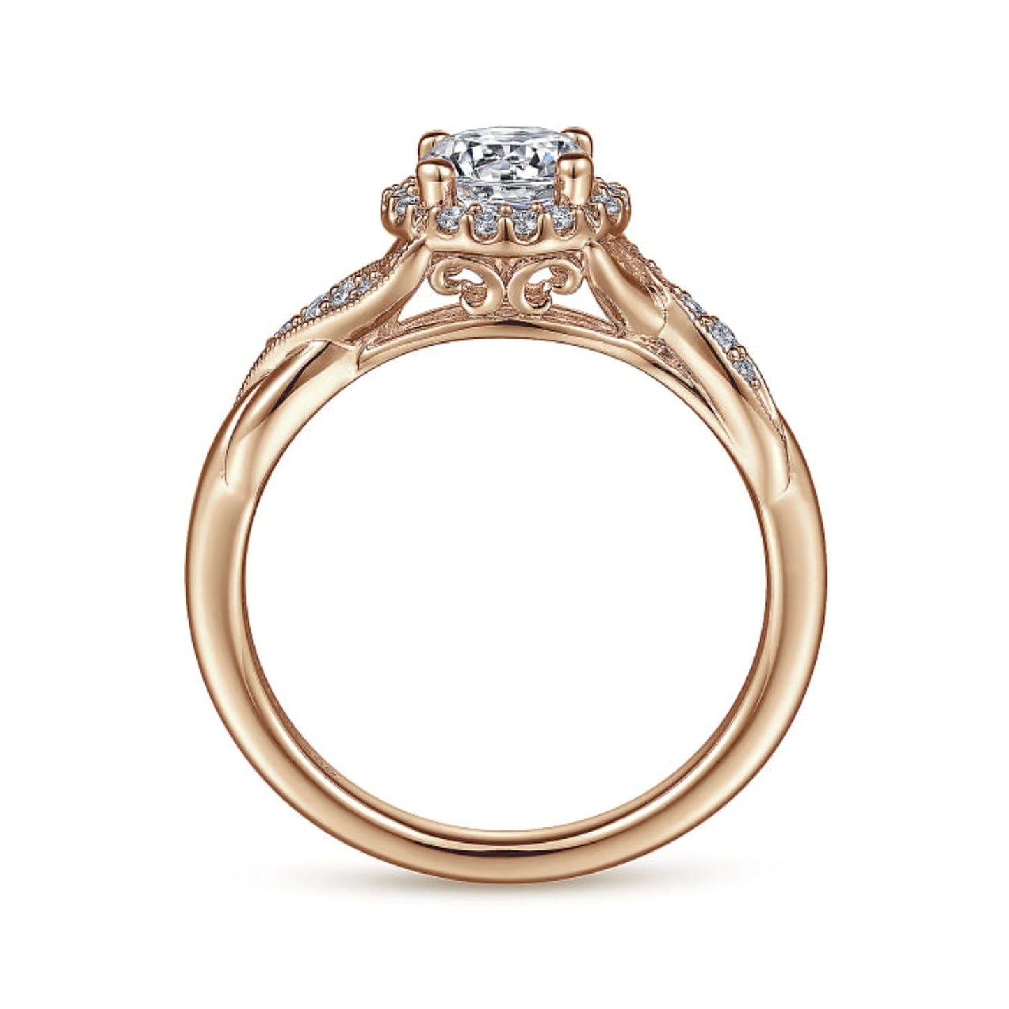 Gabriel & Co. "Shae" Crossover Halo Diamond Engagement Ring