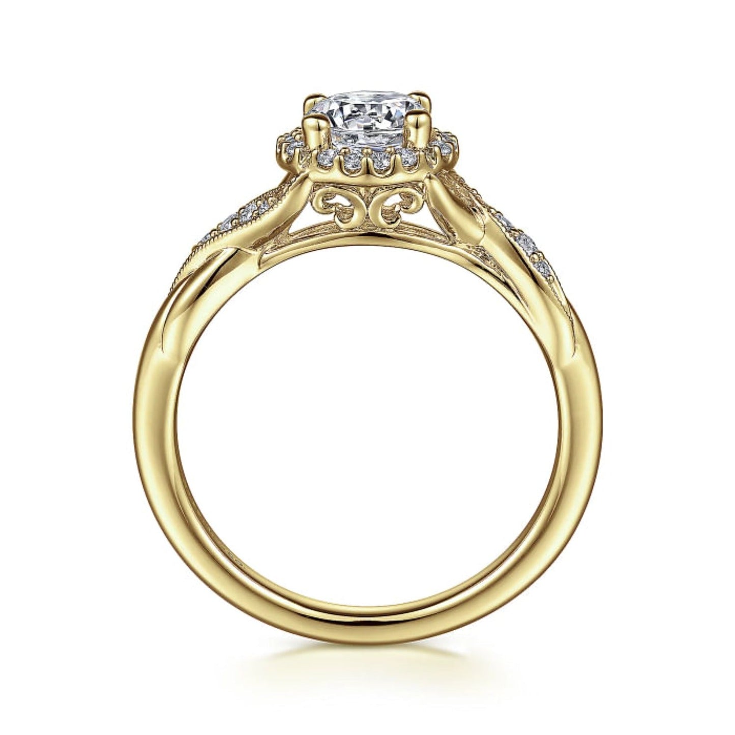 Gabriel & Co. "Shae" Crossover Halo Diamond Engagement Ring