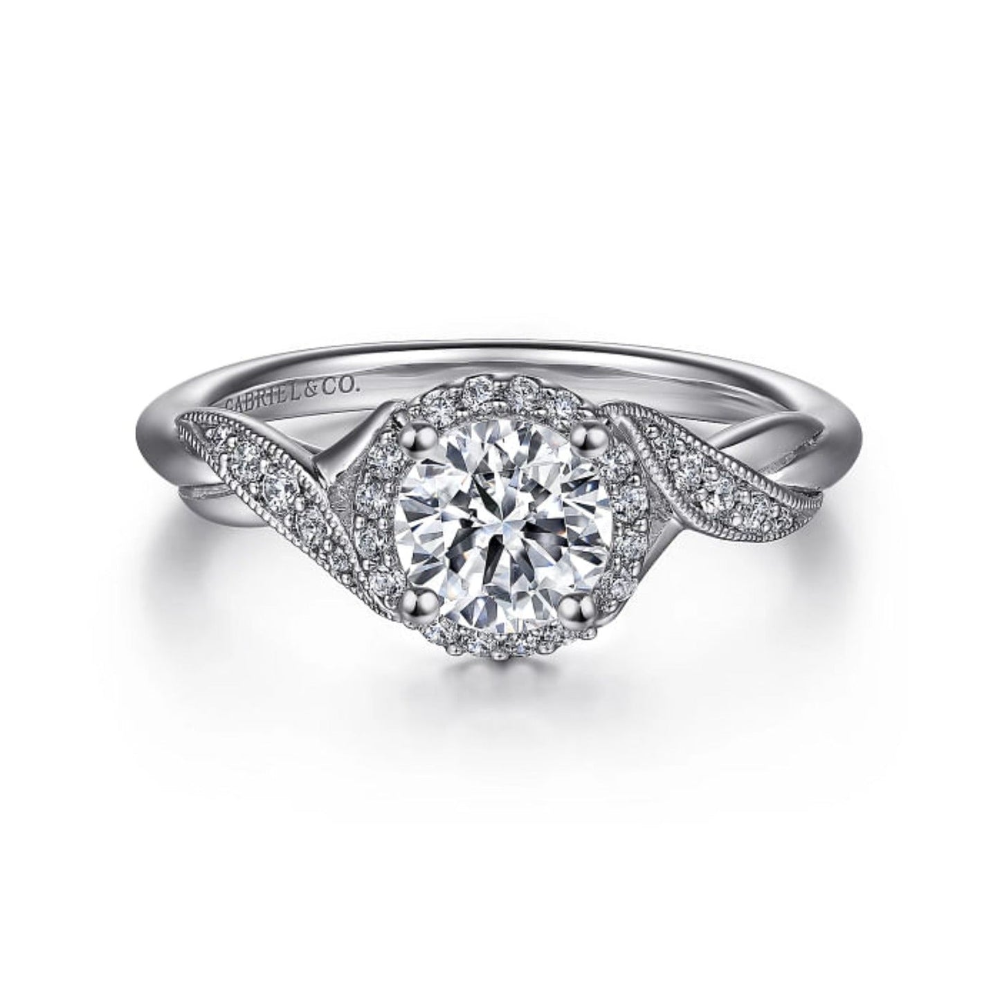 Gabriel & Co. "Shae" Crossover Halo Diamond Engagement Ring