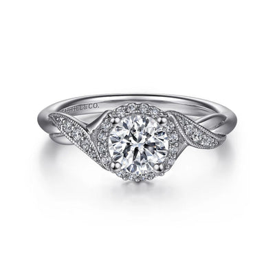 Gabriel & Co. "Shae" Crossover Halo Diamond Engagement Ring