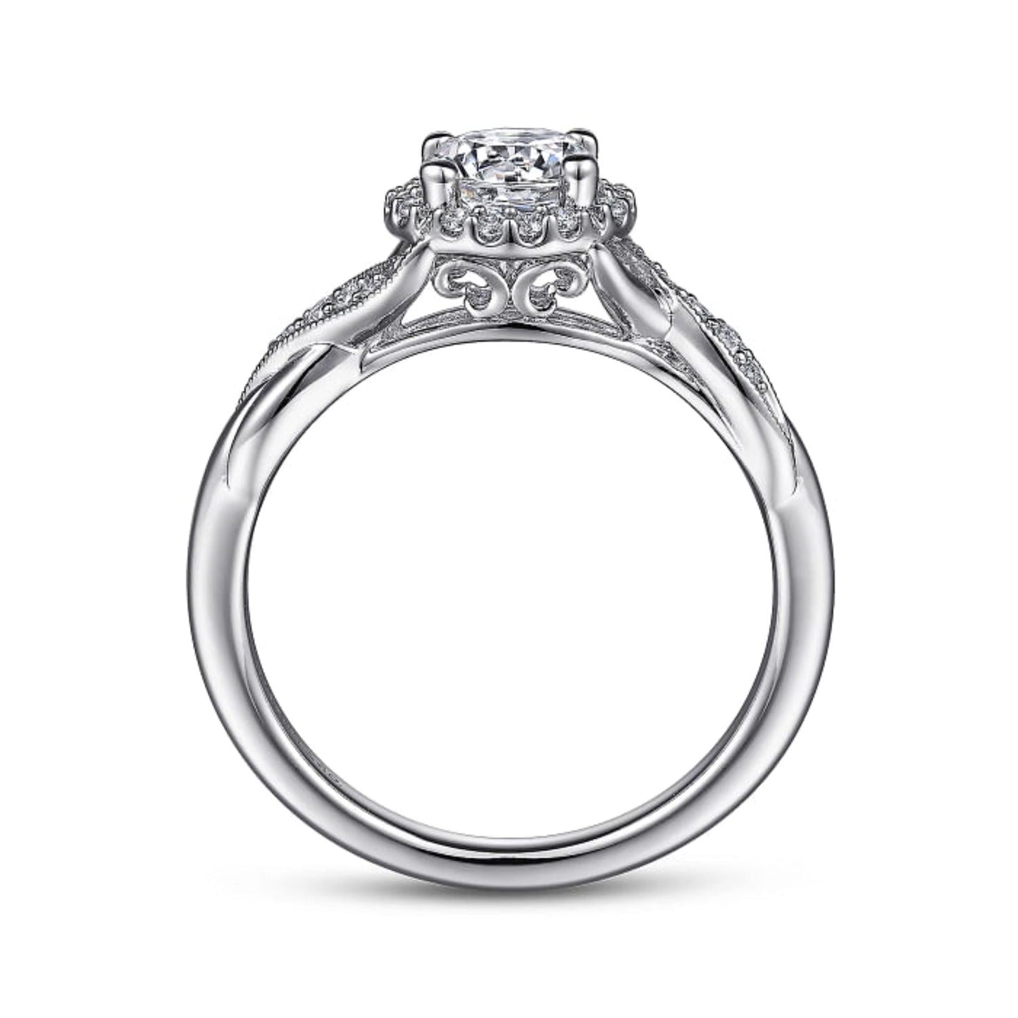 Gabriel & Co. "Shae" Crossover Halo Diamond Engagement Ring