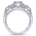 Gabriel & Co. Three Stone Halo Diamond Engagement Ring