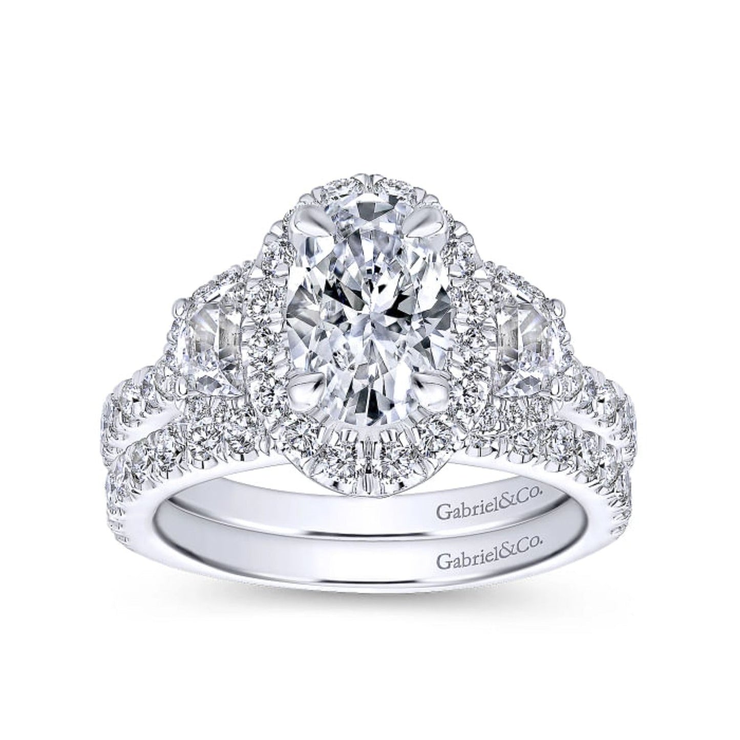 Gabriel & Co."Waltz" Diamond Engagement Ring Featuring Half Moon Diamonds