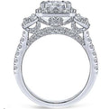 Gabriel Gibson Three Stone Princess Cut Halo Diamond Engagement Ring