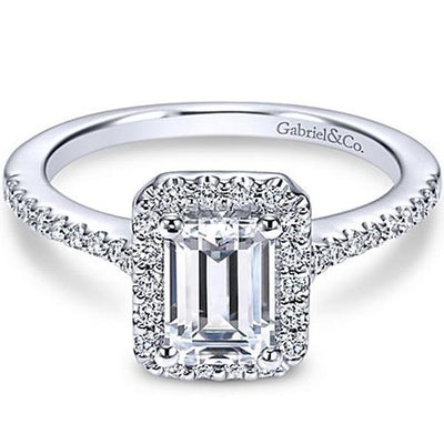 Gabriel Kelsey Emerald Cut Halo Diamond Engagement Ring