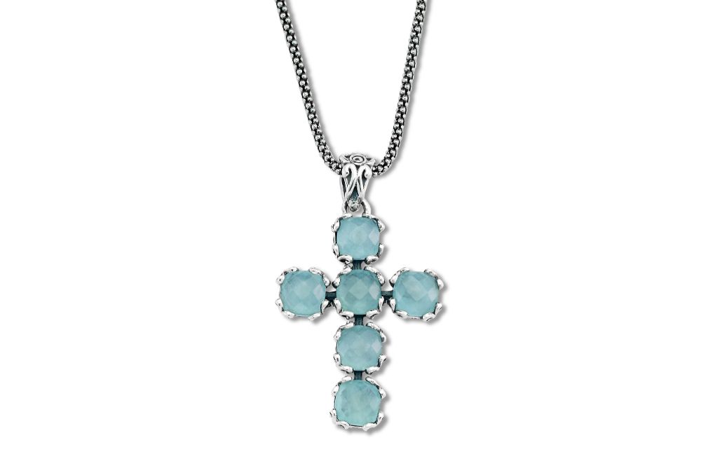 Glow Cross Pendant- Aquamarine